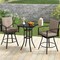 3 Pieces Patio Swivel Bar Set Included Square Table and 2 Stools With Metal Frame and Umbrella Hole